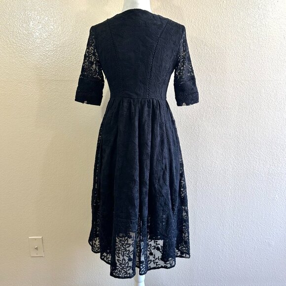 Free People Navy Lace Midi Dress - Picture 6 of 7